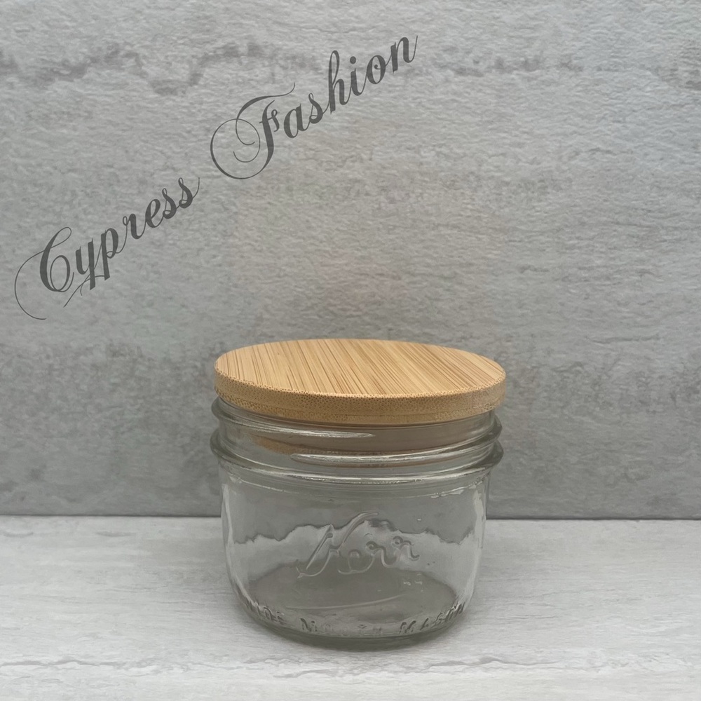 🎉 $5 Kerr 8 oz Glass Mason Jar with Wooden Lid